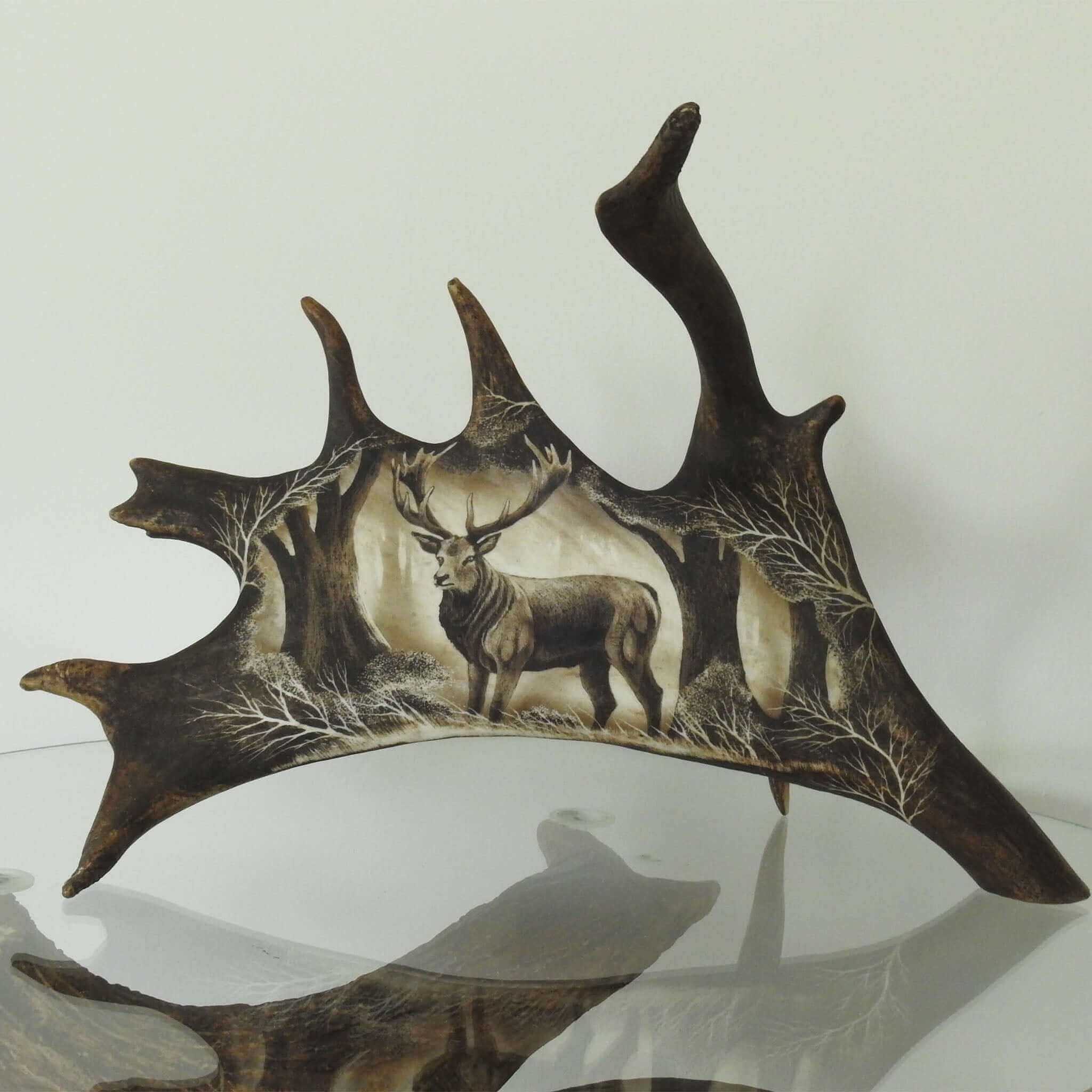 Red deer antler carving.