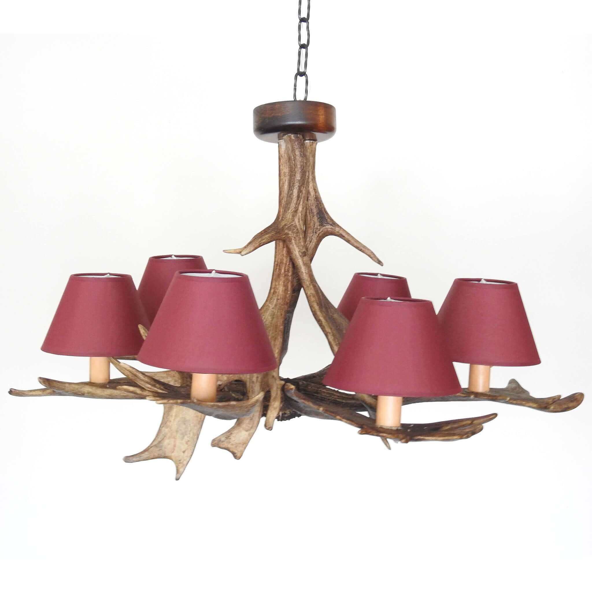 Farmhouse antler chandelier made of fallow deer antlers.