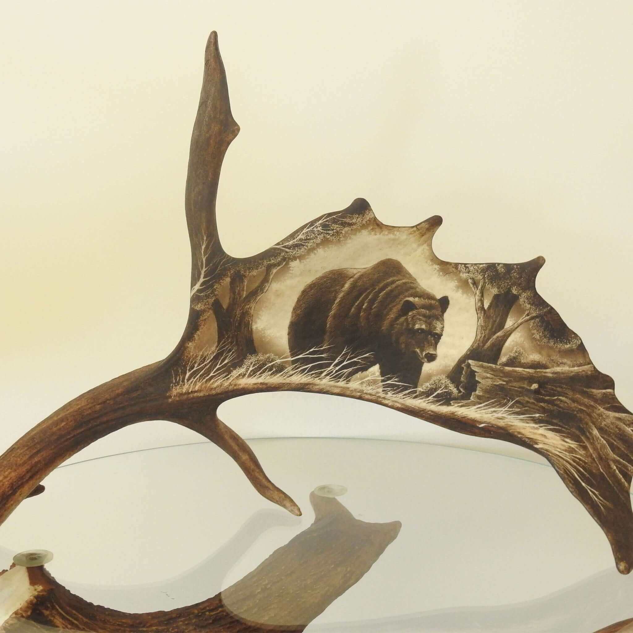 Real fallow deer antler carving.