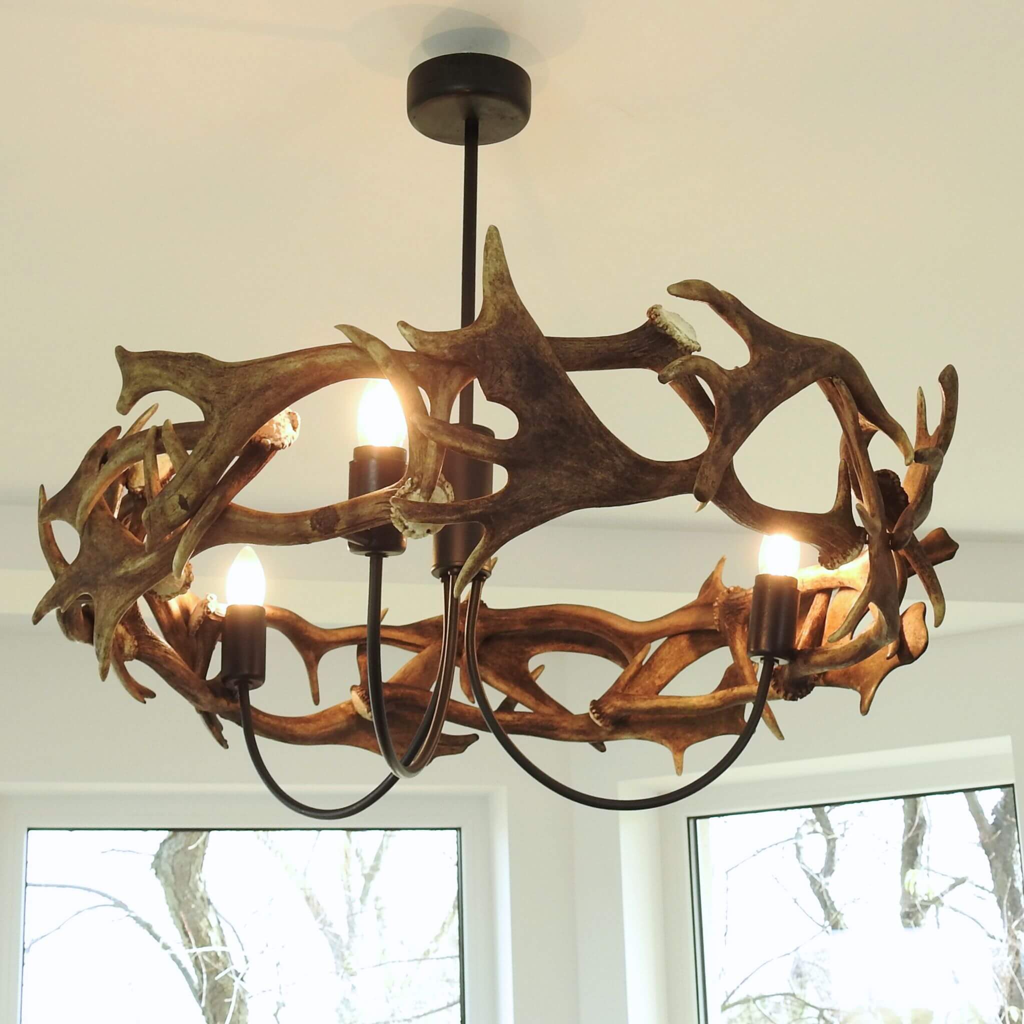 Semi flush mount antler light.