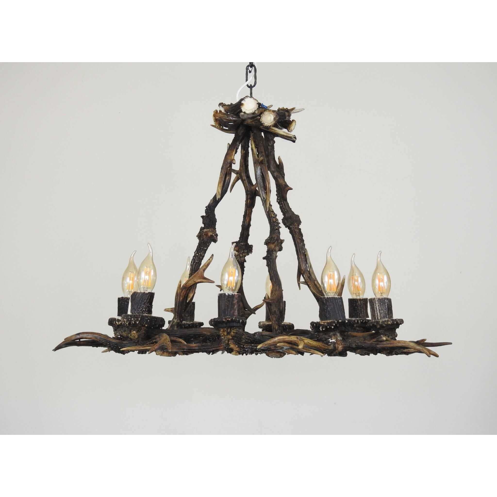 Deer antler chadnelier in rustic style